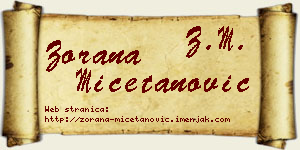Zorana Mičetanović vizit kartica